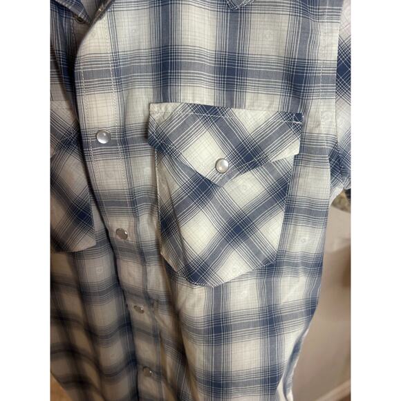 Pendleton Men's Frontier Western Blue Plaid Pearl Snap Button Shirt Small - Picture 4 of 6